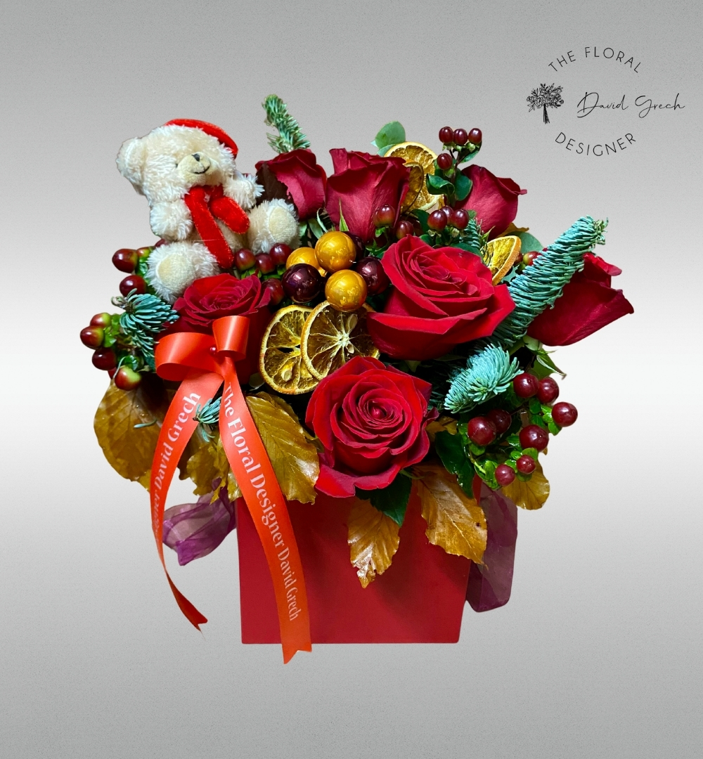 Special christmas red flower hat box